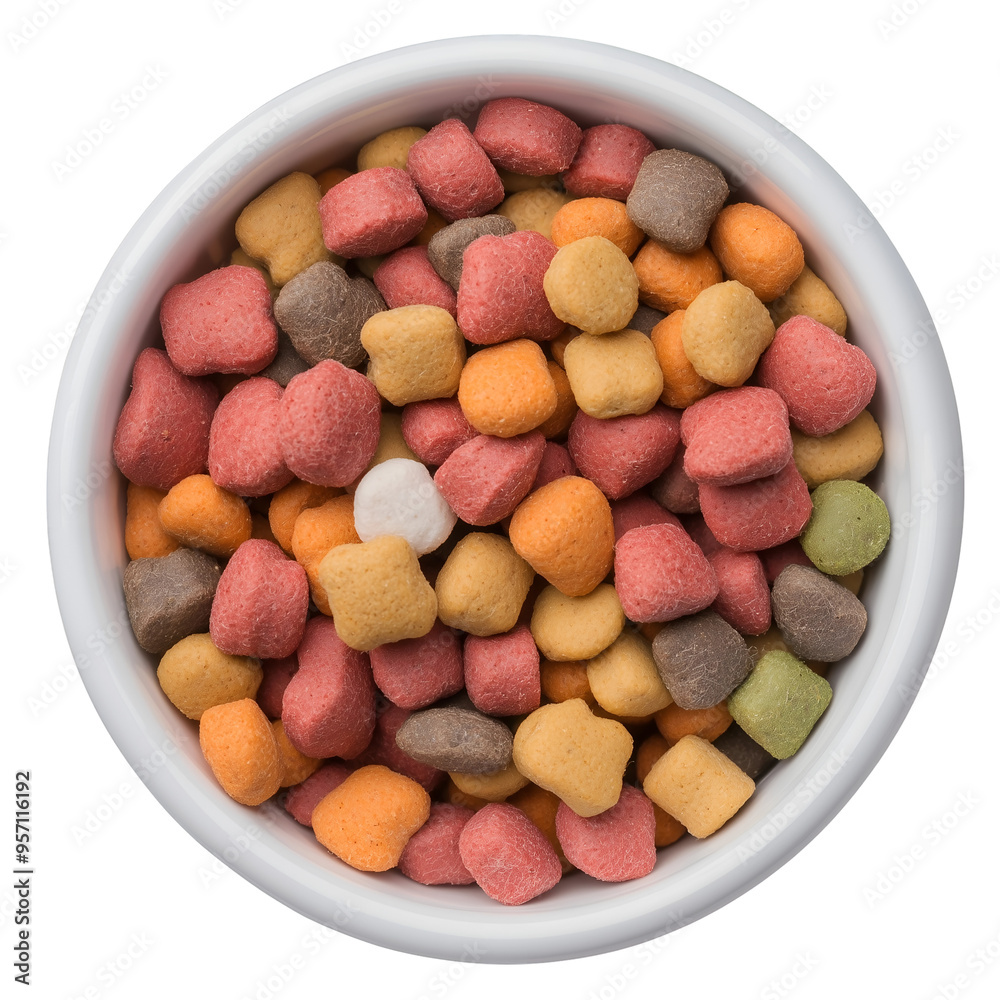 Bowl of Dry Pet Food with Nutritional Variety Bowl of Dry Pet Food with Nutritional Variety