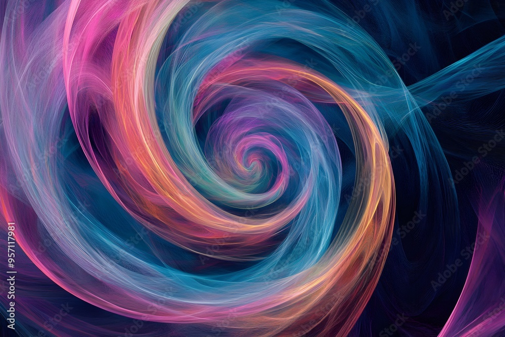 Abstract neon pastel spirals intertwining in a dimensional space, forming an intricate and colorful pattern Abstract neon pastel spirals intertwining in a dimensional space, forming an intricate and colorful pattern