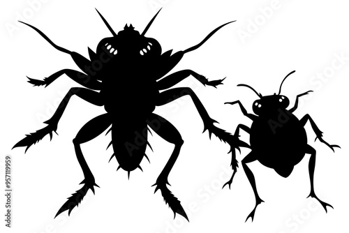 Creepy Crawling Insects silhouette . Black Widow spider in vector isolated on White. Single Spider Icon or Logo. Good as a design element to Halloween Holidays.