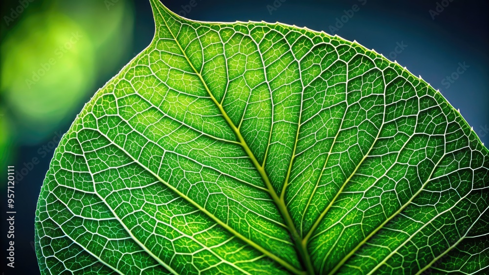 Vibrant green leaf with intricate veins and delicate edges, softly lit, showcasing subtle texture and natural beauty in a serene, isolated composition. Vibrant green leaf with intricate veins and delicate edges, softly lit, showcasing subtle texture and natural beauty in a serene, isolated composition.