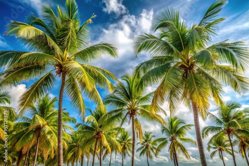 Wallpaper Mural Slender palm trees sway gently in the breeze, their feathery fronds rustling softly as lush foliage creates a serene tropical haven. Torontodigital.ca