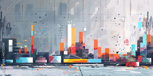 An infographic displaying annual sales revenue by product line, against a grungy, urban graffiti-inspired background.  photo