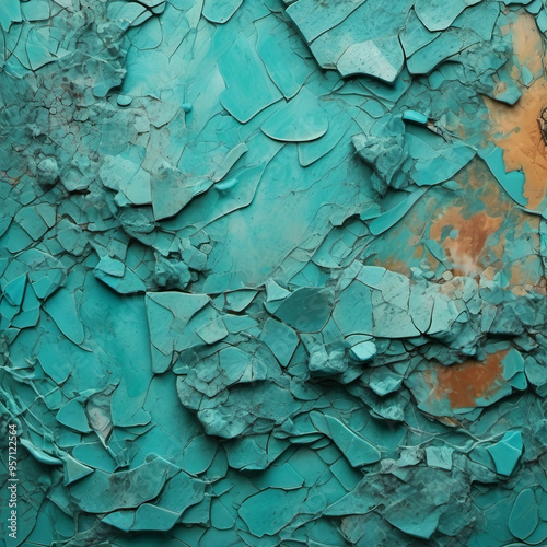 Abstract Rough Turquoise Texture | Aqua Cracked Surface | Organic Fragmented Patterns | Earthy Orange Accents | Vibrant Blue Design | Natural Layered Art | Modern Textured Background