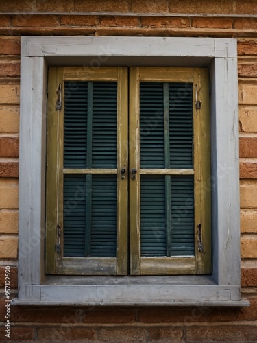 Old window with shutters, depicted in a photo.