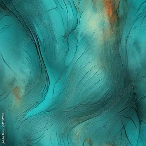 Abstract Turquoise and Orange Texture | Aqua Flowing Organic Patterns | Subtle Warm Accents | Vibrant Blue Design | Modern Digital Art | Textured Background