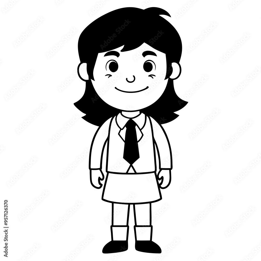 Smiling Indian Teen Girl, 17, in School Uniform - Full Body Vector Illustration Smiling Indian Teen Girl, 17, in School Uniform - Full Body Vector Illustration