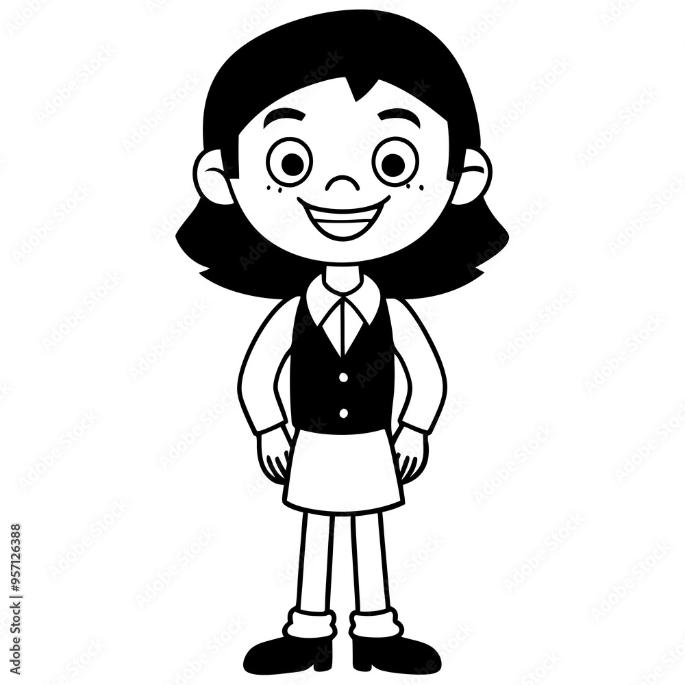Smiling Indian Teen Girl, 17, in School Uniform - Full Body Vector Illustration Smiling Indian Teen Girl, 17, in School Uniform - Full Body Vector Illustration