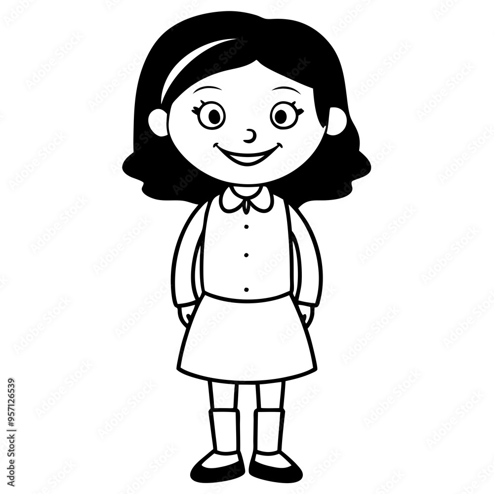 Smiling Indian Teen Girl, 17, in School Uniform - Full Body Vector Illustration Smiling Indian Teen Girl, 17, in School Uniform - Full Body Vector Illustration