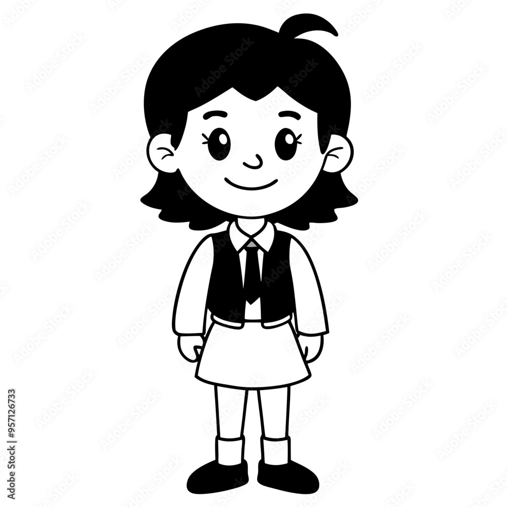 Smiling Indian Teen Girl, 17, in School Uniform - Full Body Vector Illustration Smiling Indian Teen Girl, 17, in School Uniform - Full Body Vector Illustration