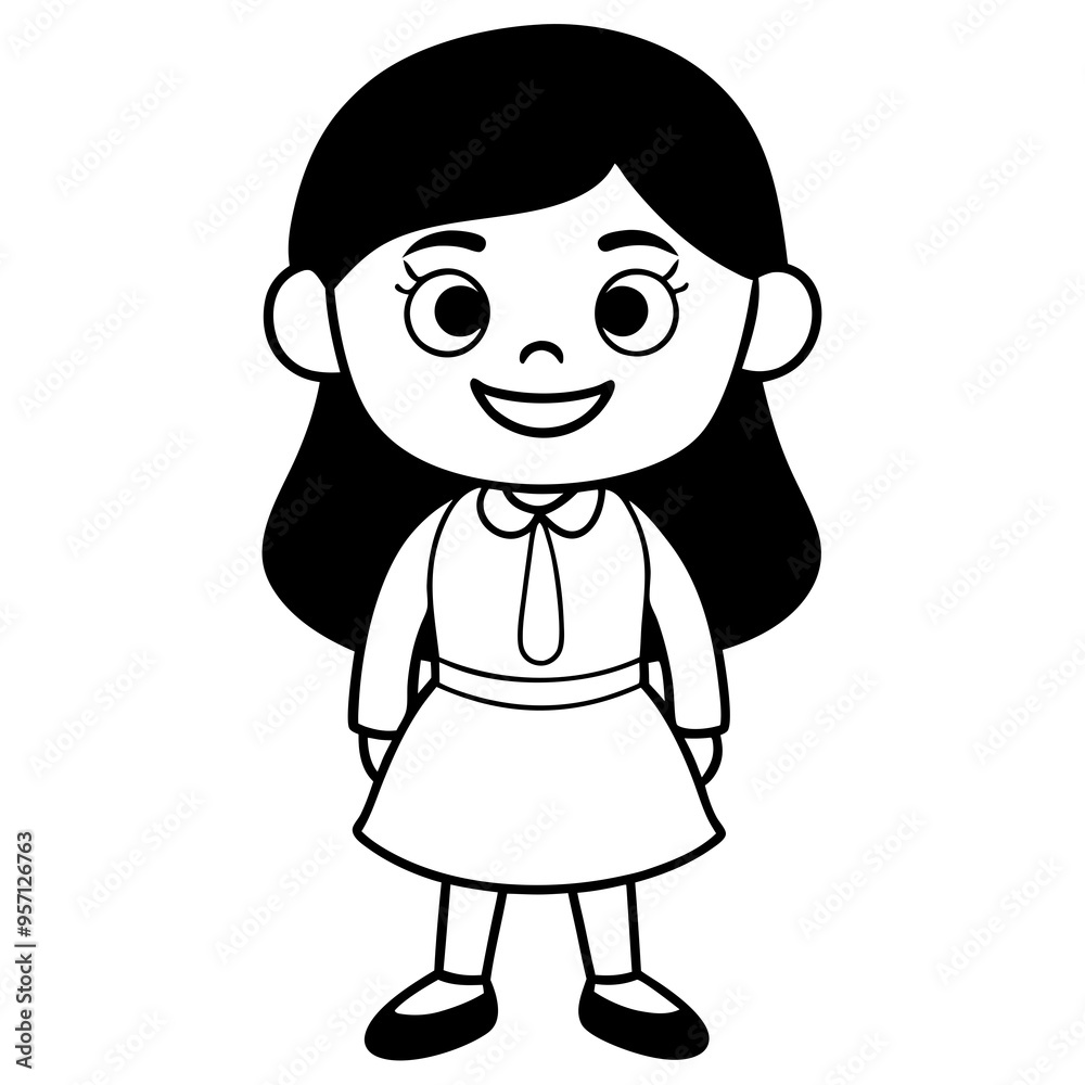 Smiling Indian Teen Girl, 17, in School Uniform - Full Body Vector Illustration Smiling Indian Teen Girl, 17, in School Uniform - Full Body Vector Illustration