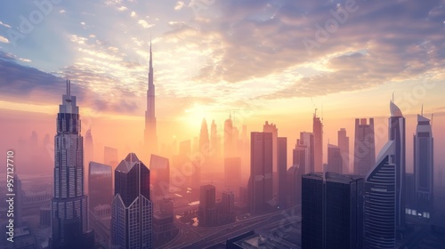 Dubai Skyline at Sunrise