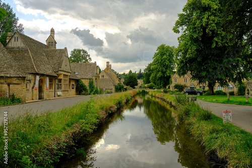 Traditional English stone cottages along the picturesque River E