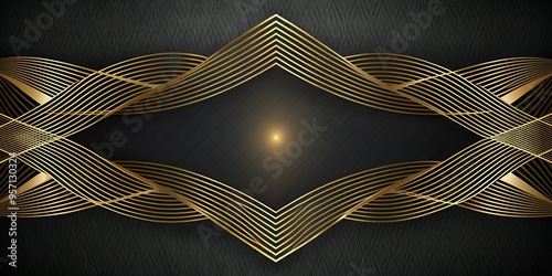 Abstract Black and Gold Geometric Design, Abstract Background, Geometric Shapes, Gold, Black photo