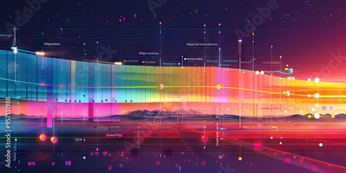 Digital Transformation Roadmap: A colorful timeline displaying the organization's progress in adopting and integrating digital technologies. photo