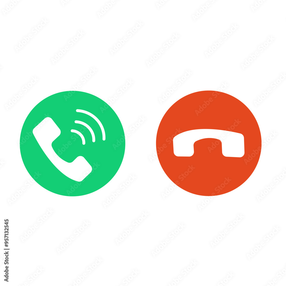 Phone call. Icons for design. Answer and decline. Flat vector illustration