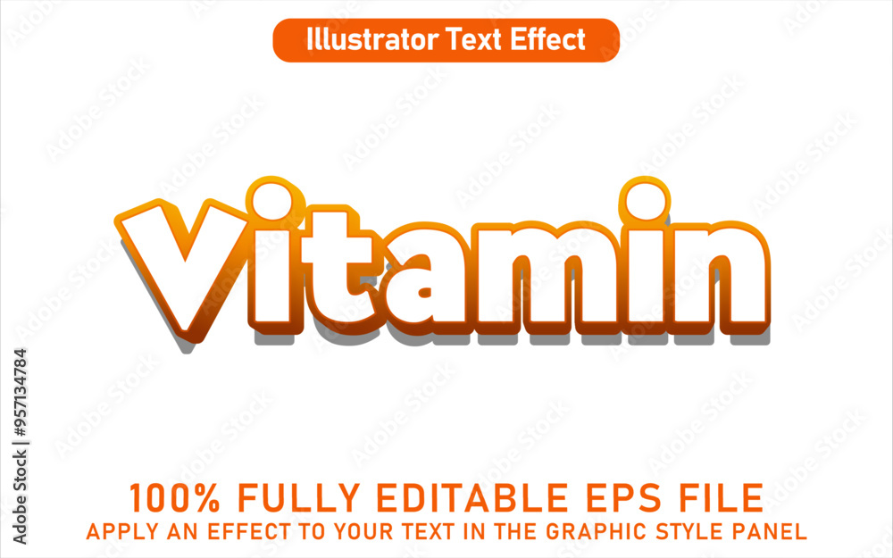 Fototapeta premium EDITABLE VITAMIN TEXT EFFECT
