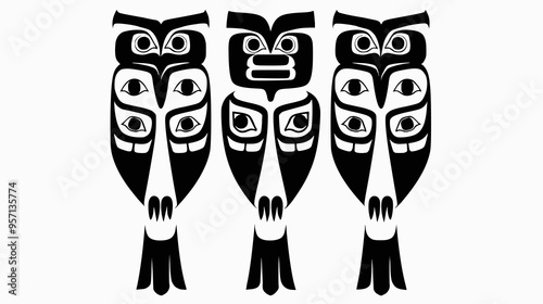 Southwest American Indian totem pole, vector graphic