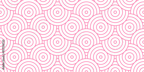 	
Overlapping creative diamond circle abstract pink pattern background with waves texture. geometric digital fabric pattern circles floral and spiral round lapping retro background.
