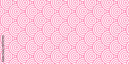 	
Overlapping creative diamond circle abstract pink pattern background with waves texture. geometric digital fabric pattern circles floral and spiral round lapping retro background.