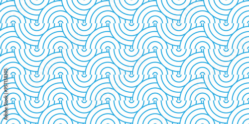 Overlapping creative diamond circle abstract blue pattern background with waves texture. geometric digital fabric pattern circles floral and spiral round lapping blue retro background.