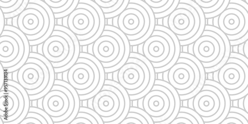 Overlapping creative diamond circle abstract white and gray pattern background with waves texture. geometric digital fabric pattern circles floral and spiral round lapping white retro background.