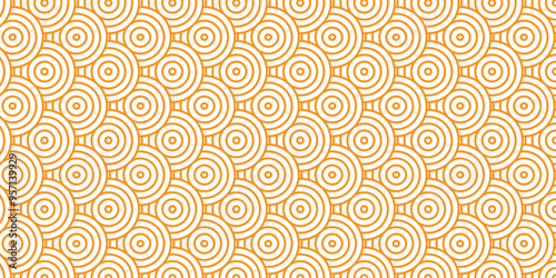 Overlapping creative diamond circle abstract orange and yellow pattern background with waves texture. geometric digital fabric pattern circles floral and spiral round lapping retro background.