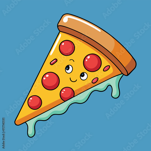 Flying Slice Of Pizza Cartoon Vector Illustration. Fast Food Concept Isolated Vector. Flat icon Cartoon Style