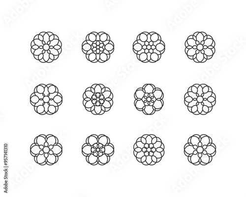 Circular pattern in form of mandala. Islam, Arabic, Indian, chinese motifs.