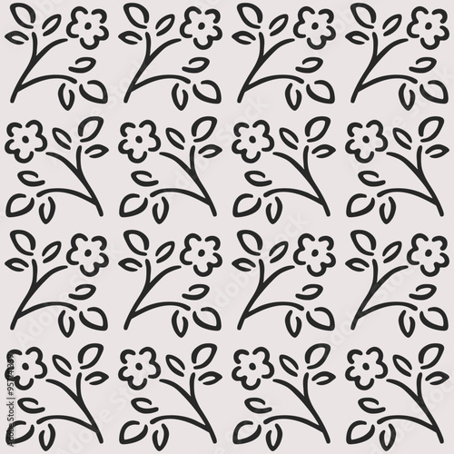 Handdraw flower illustration. Simple contour vector pattern for cosmetics, perfumeries, packaging and postcard.