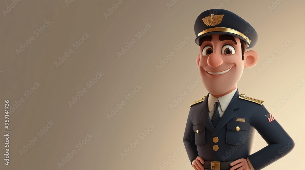 3d of cartoon pilot man with grey background 3d of cartoon pilot man with grey background