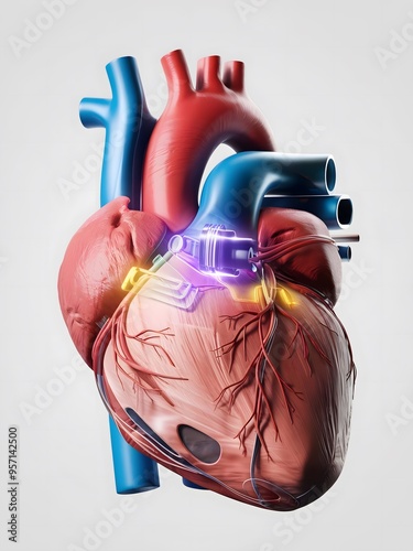 Customized heart with modern technology isolated on background