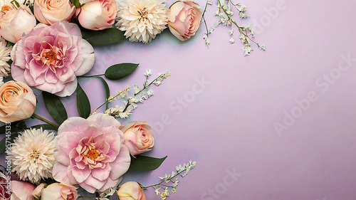 a pink and white flower is shown on a purple background.