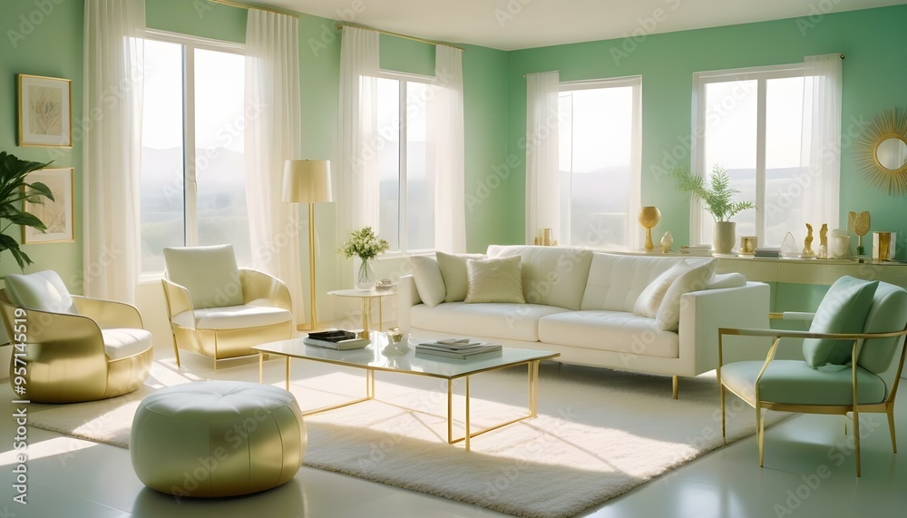 Fototapeta premium Photo interior modern design room 3d illustration