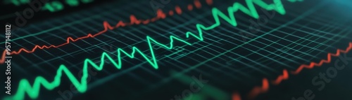 Image of a heart monitor showing erratic behavior due to sepsis, green and black tones, tension in the air,