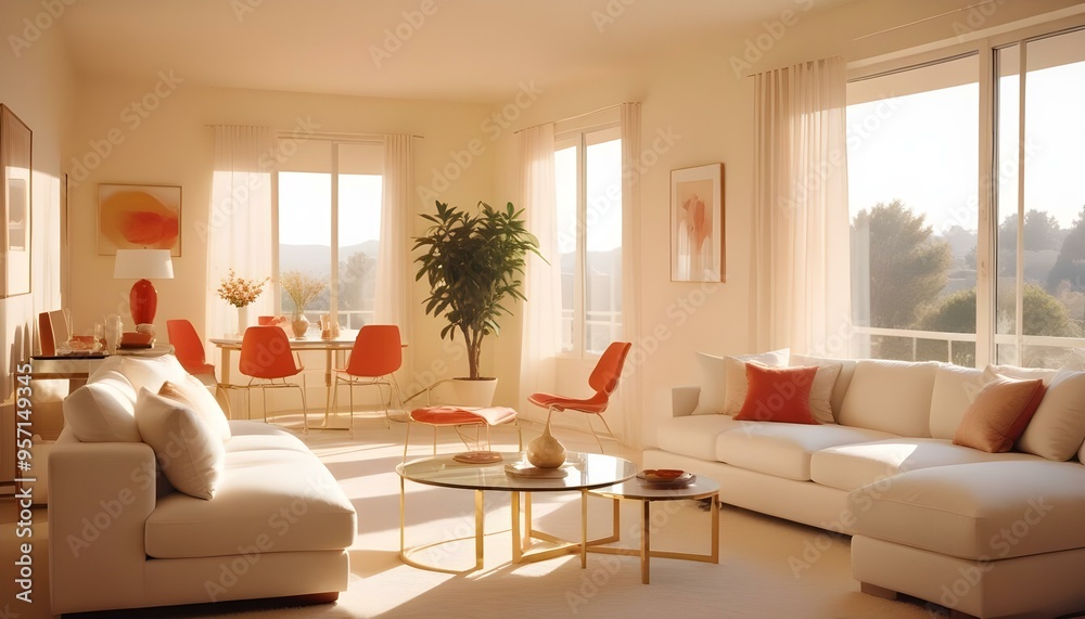 Fototapeta premium Photo interior modern design room 3d illustration