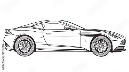 A sleek, black and white illustration of a sports car, showcasing its sharp lines and powerful design.