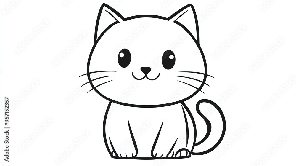 A cute cartoon cat with big eyes and a sweet smile. Perfect for children's books, greeting cards, and other projects. A cute cartoon cat with big eyes and a sweet smile. Perfect for children's books, greeting cards, and other projects.