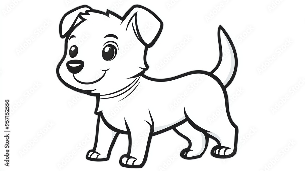 Fototapeta premium A cute cartoon dog with big eyes and a happy smile.