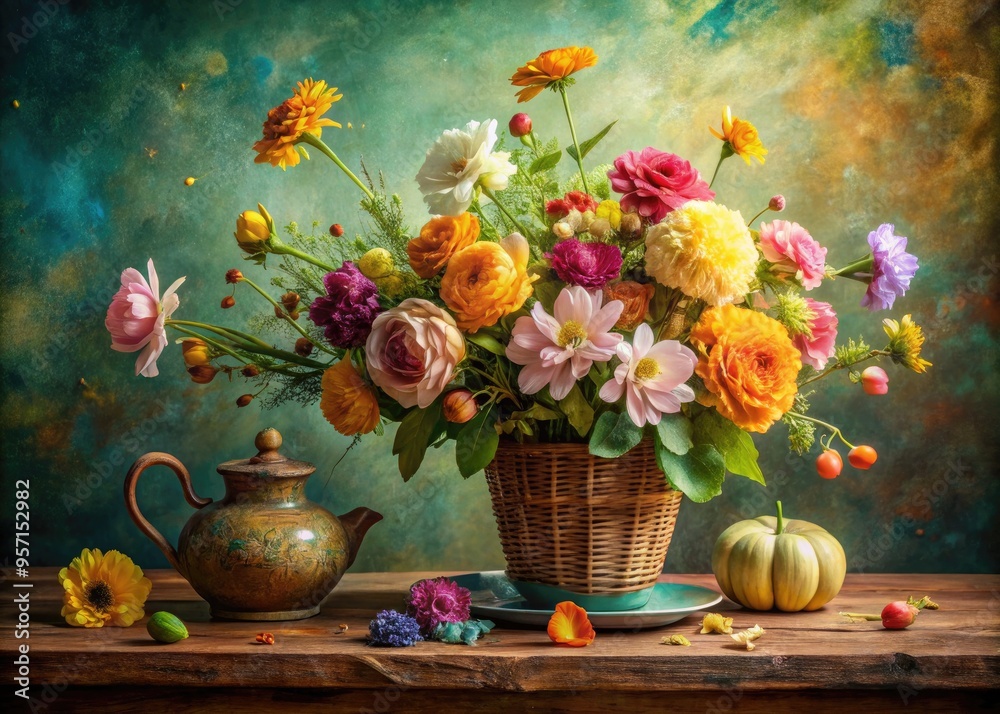 Obraz premium whimsical floral still life watercolor style