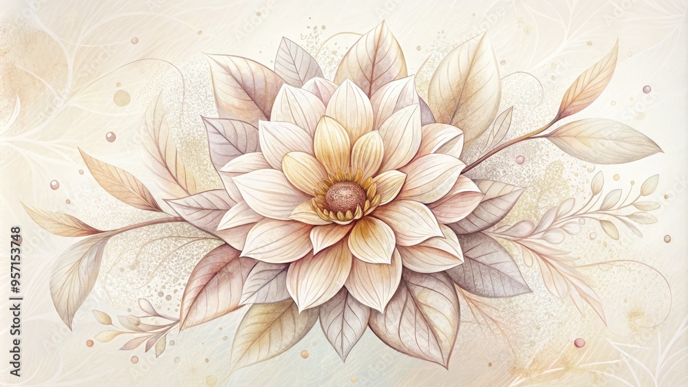 Whimsical hand-drawn illustration of a blooming flower with delicate petals and intricate details, set against a soft, white background with subtle texture and gentle shading. Whimsical hand-drawn illustration of a blooming flower with delicate petals and intricate details, set against a soft, white background with subtle texture and gentle shading.