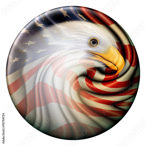 American Eagle Head on the United States Flag Medallion