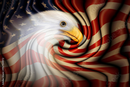 American Eagle Head on the United States Flag