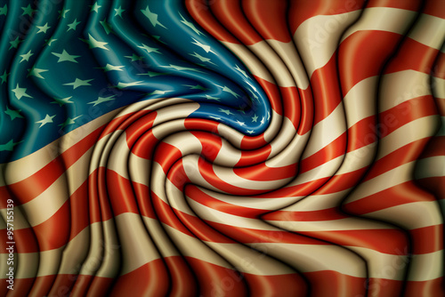 Wavy Distorted United States Flag