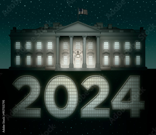 The White House and 2024 Against a Starry Night Sky