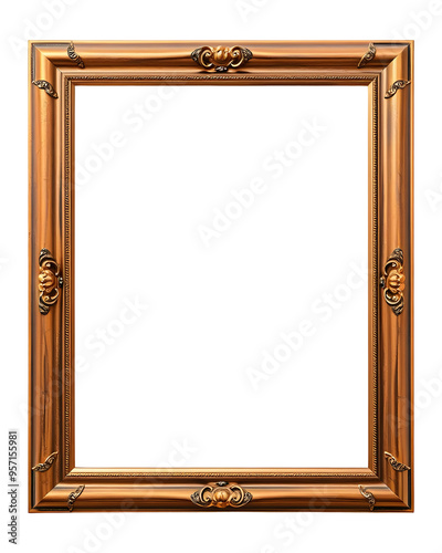 Vintage Copper frame isolated on transparent background