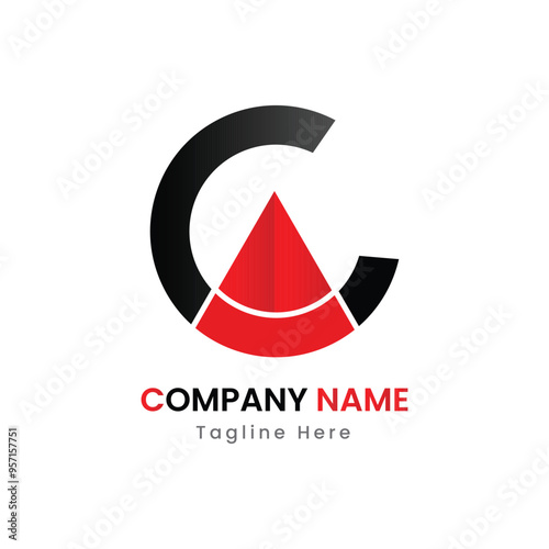 CA and AC Creative Modern Letters Logo red black