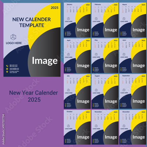 Obraz na płótnie 2025 Tabel Calender Free vector Design wall calendar template w salonie