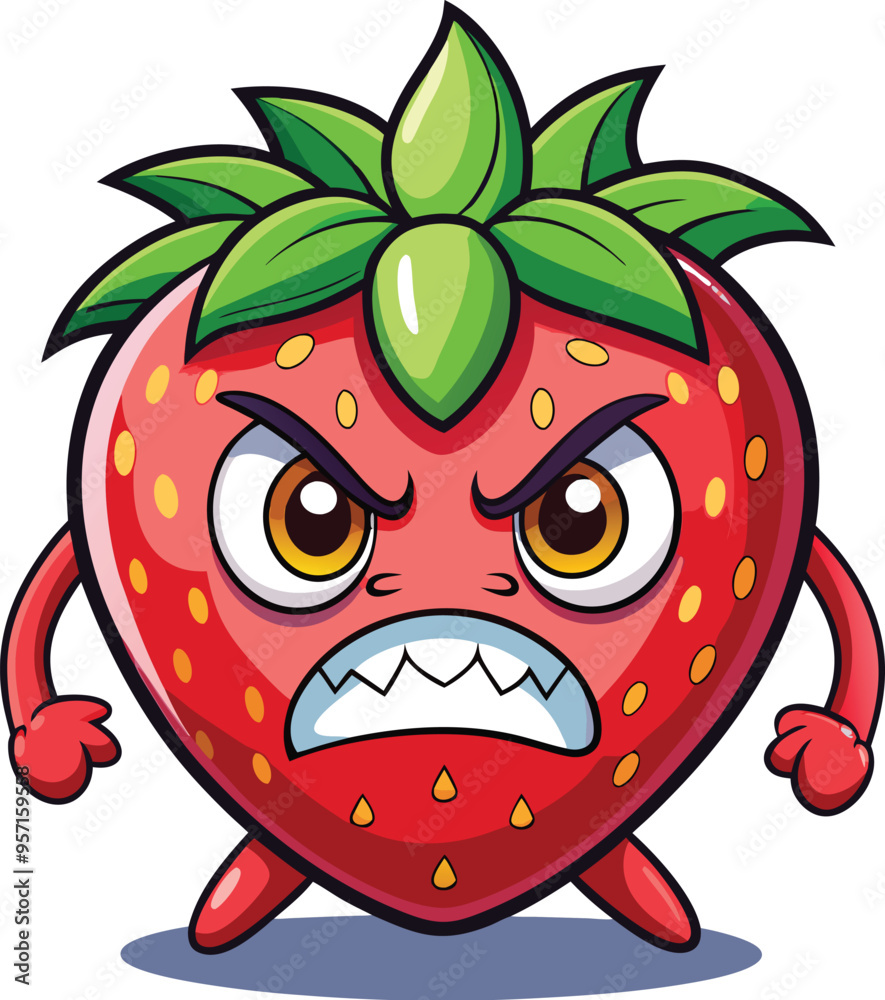 Obraz premium Cute Cartoon isolated Strawberry | with a sunglass & Christmas hat and siting on Easter egg