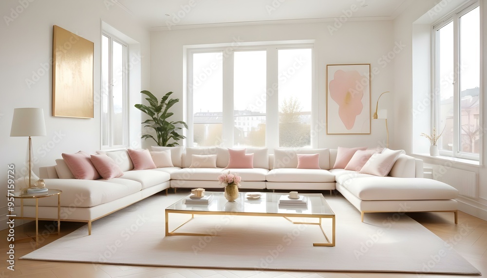 Fototapeta premium Photo interior modern design room 3d illustration