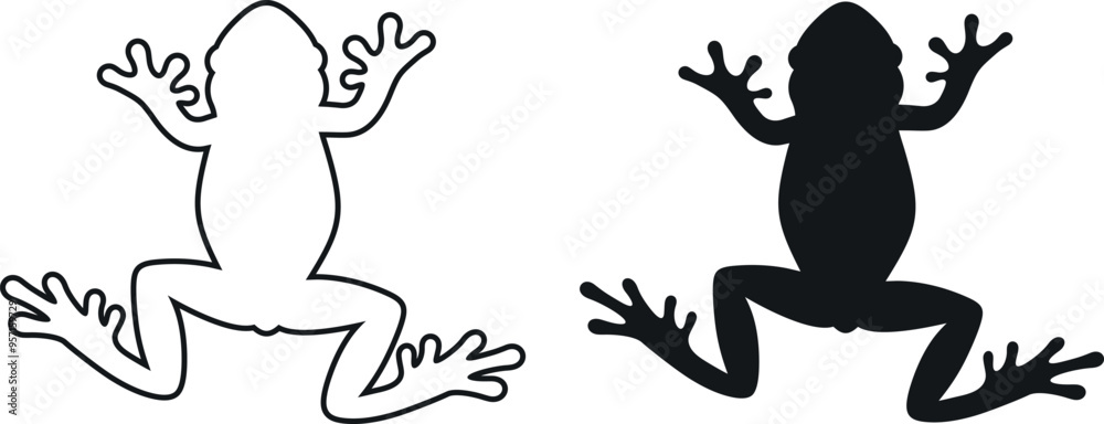 Frog silhouette. Abstract frog on white background Frog silhouette. Abstract frog on white background
